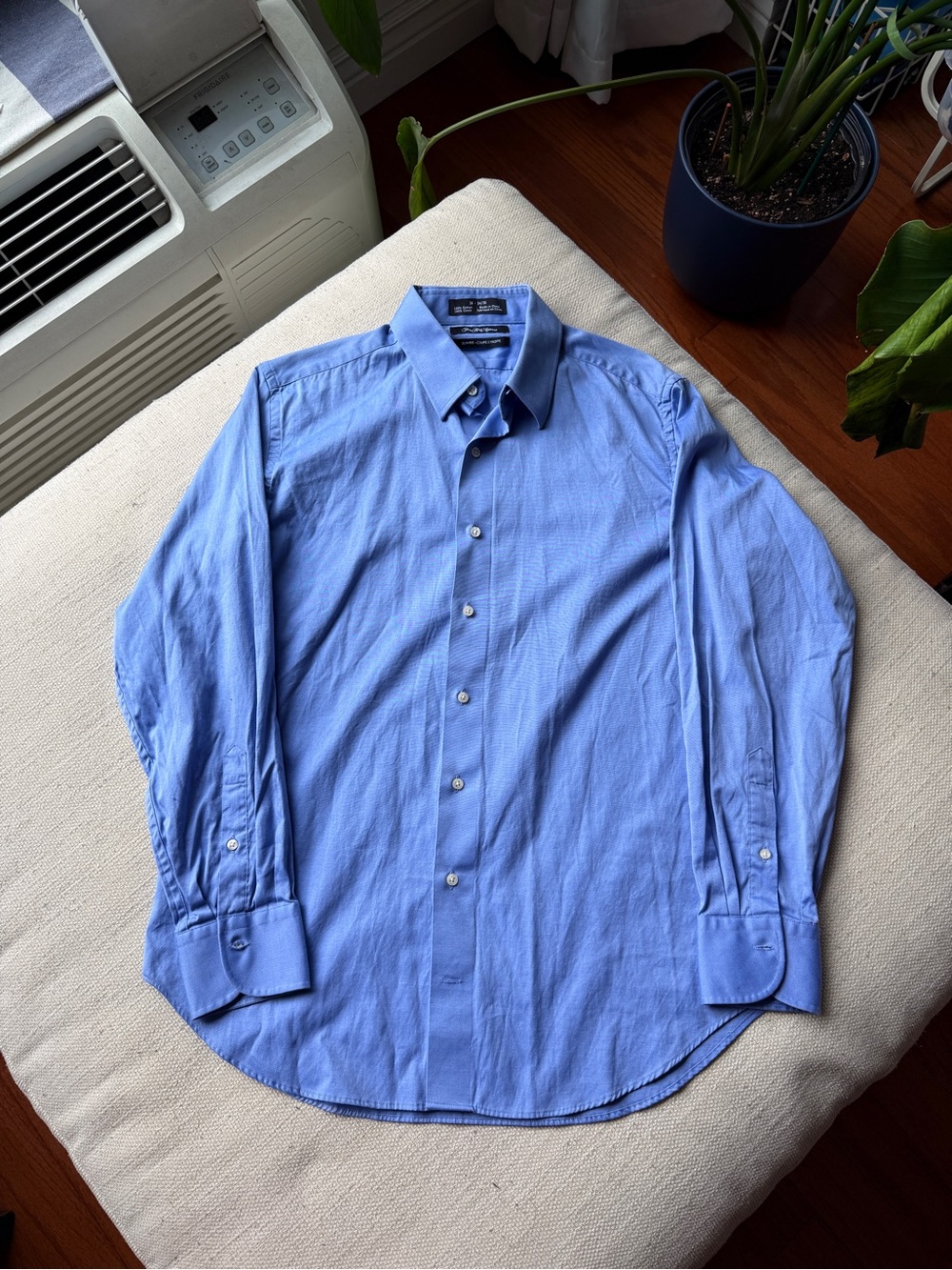 Saks Fifth Avenue Men's Blue Slim Fit Dress Shirt - Button Front